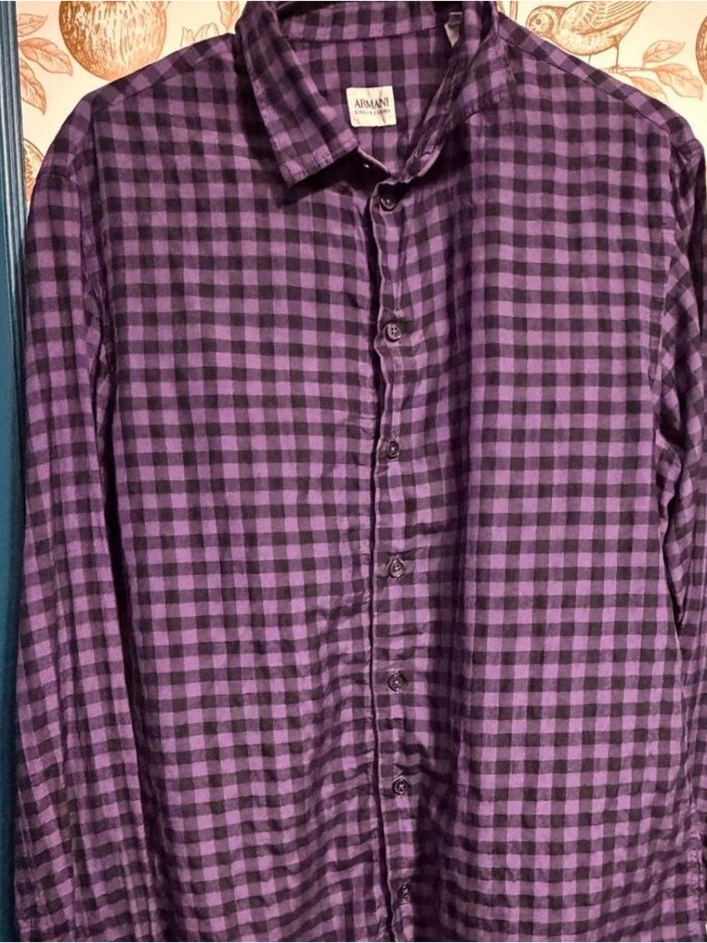 Giorgio Armani Purple and Black Gingham Shirt